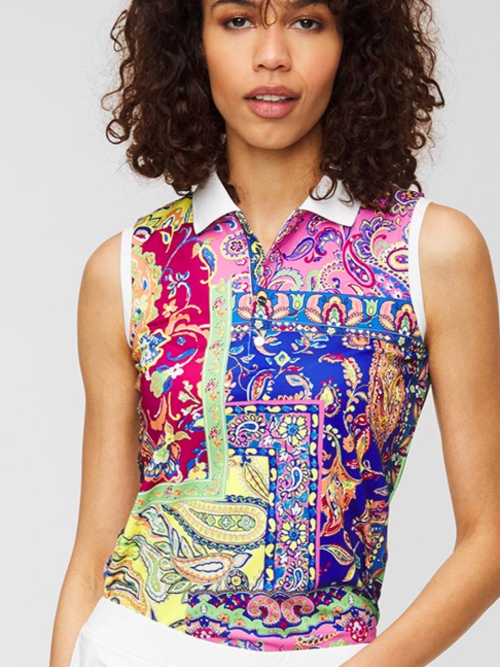 Ralph Lauren Multicolor Paisley Sleeveless Polo Golf Tank